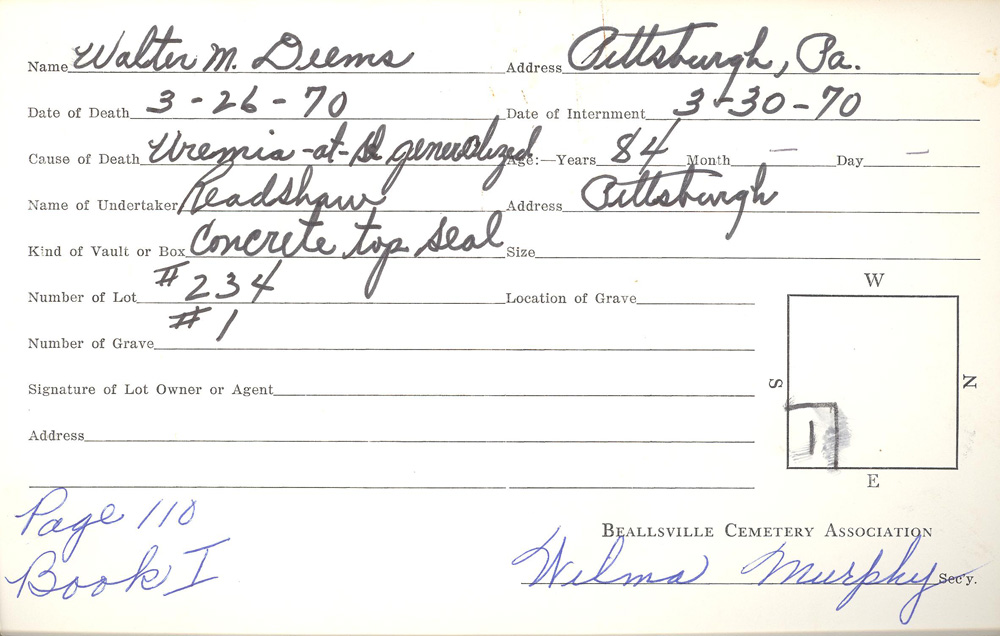 burial card